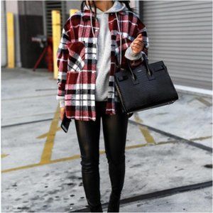 COPY - NWT Zara Red Plaid Overshirt Size XL